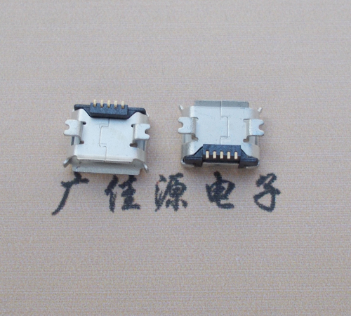 池州Micro USB 5PIN接口,B型垫高0.9mm鱼叉脚贴片雾锡卷边