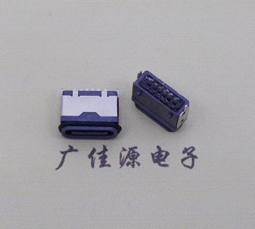 池州usb type c6p防水立插母座两脚插带定位柱